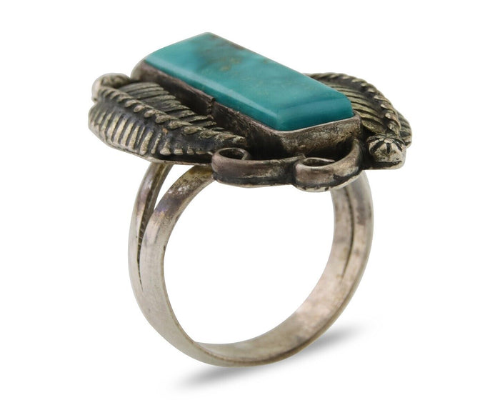 Navajo Handmade Ring 925 Silver Natural Turquoise Native Artist C.80's