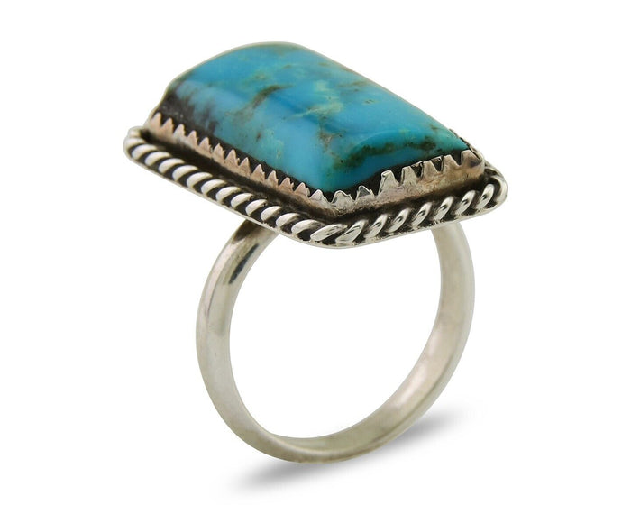 Navajo Handmade Ring 925 Silver Natural Turquoise Native Artist C.80's