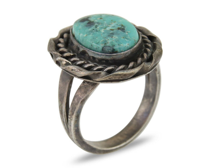 Navajo Handmade Ring 925 Silver Natural Turquoise Native Artist C.80's