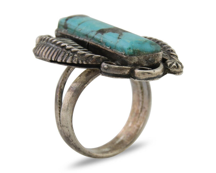 Navajo Handmade Ring 925 Silver Natural Turquoise Native Artist C.80's