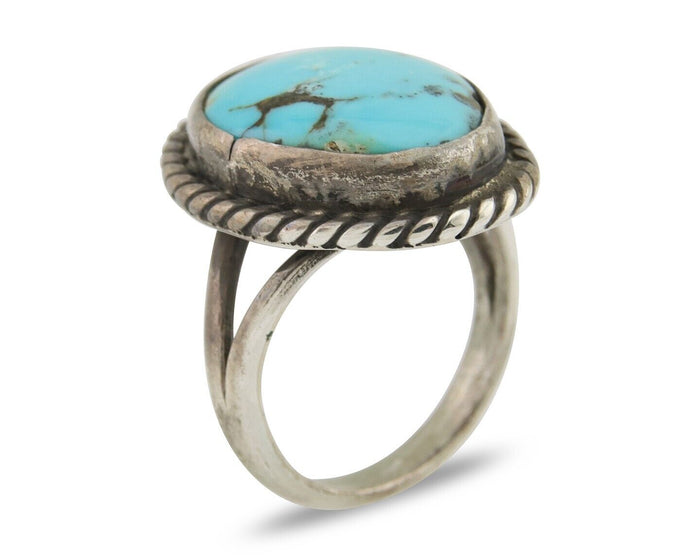 Navajo Handmade Ring 925 Silver Natural Turquoise Native Artist C.80's