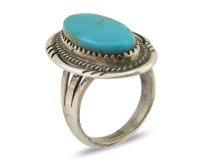 Navajo Handmade Ring 925 Silver Natural Turquoise Native Artist C.80's