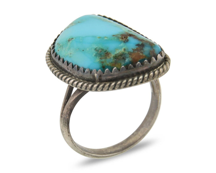 Navajo Handmade Ring 925 Silver Natural Turquoise Native Artist C.80's