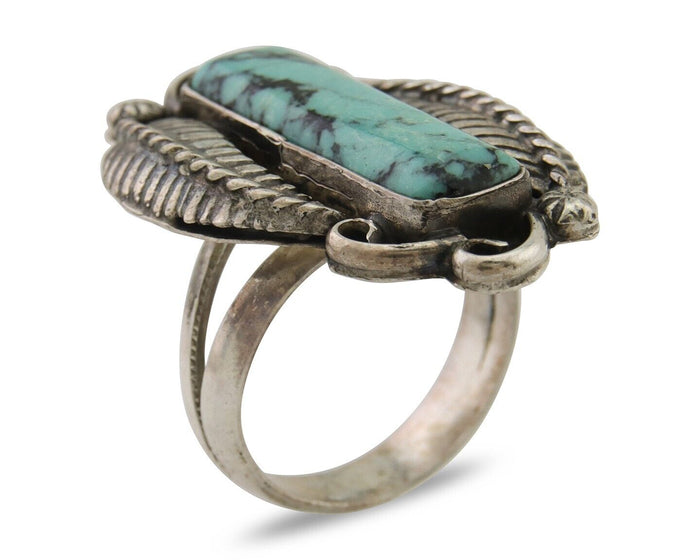 Navajo Handmade Ring 925 Silver Natural Turquoise Native Artist C.80's