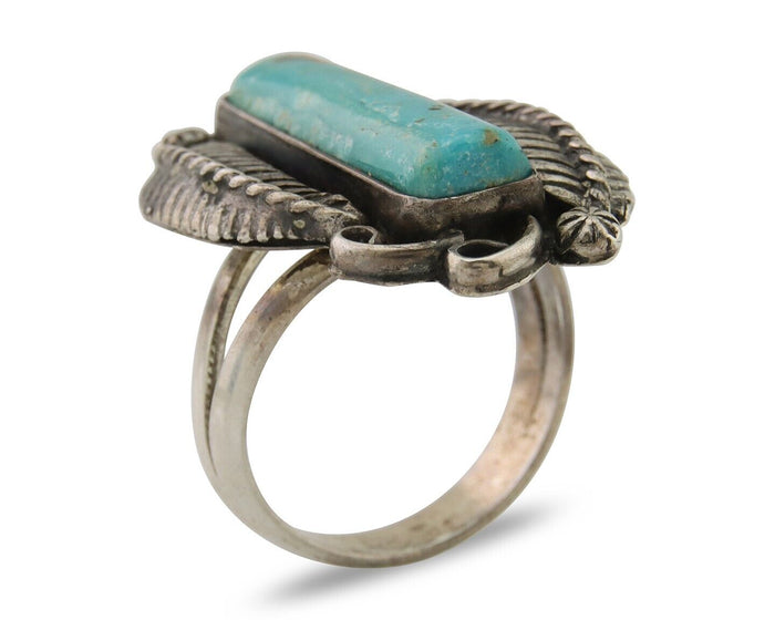 Navajo Handmade Ring 925 Silver Natural Turquoise Native Artist C.80's