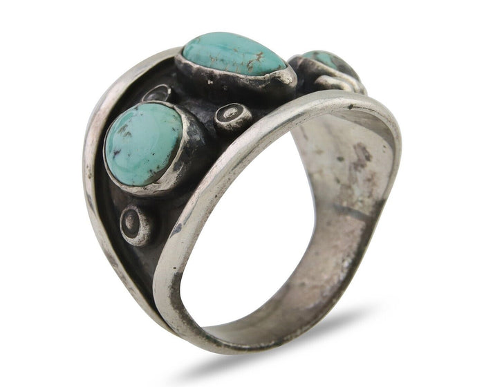 Navajo Handmade Ring 925 Silver Natural Turquoise Native Artist C.80's