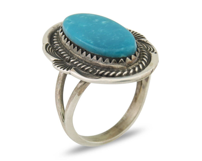 Navajo Handmade Ring 925 Silver Natural Turquoise Native Artist C.80's