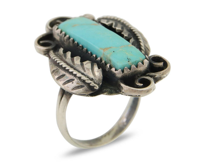 Navajo Handmade Ring 925 Silver Natural Turquoise Native Artist C.80's