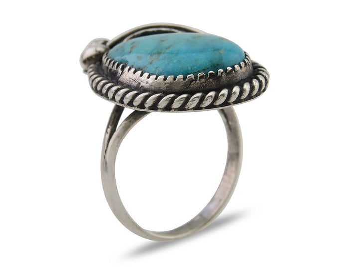 Navajo Handmade Ring 925 Silver Natural Turquoise Native Artist C.80's