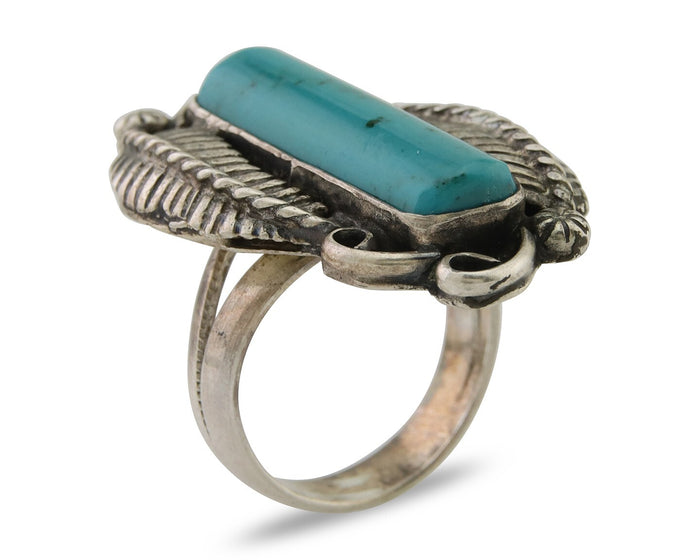 Navajo Handmade Ring 925 Silver Natural Turquoise Native Artist C.80's