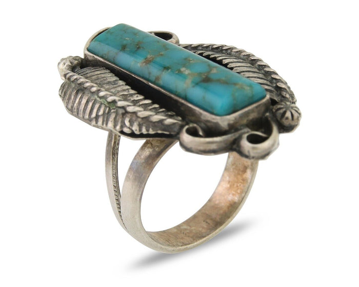 Navajo Handmade Ring 925 Silver Natural Turquoise Native Artist C.80's