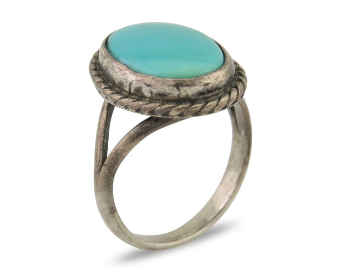 Navajo Handmade Ring 925 Silver Natural Turquoise Native Artist C.80's
