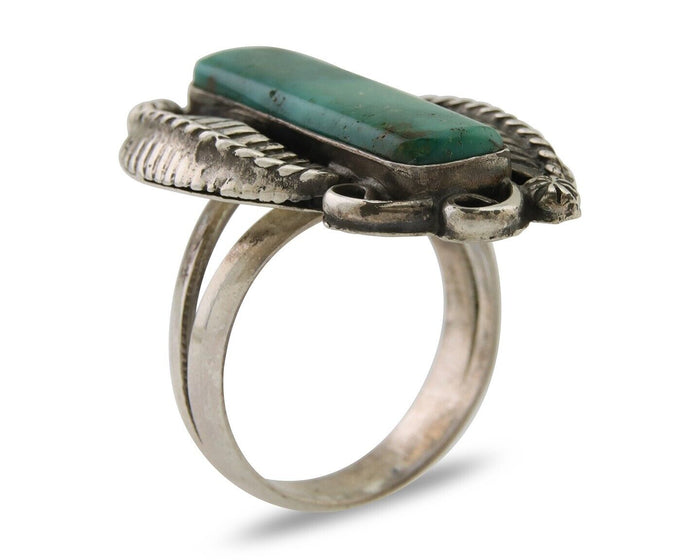 Navajo Handmade Ring 925 Silver Natural Turquoise Native Artist C.80's