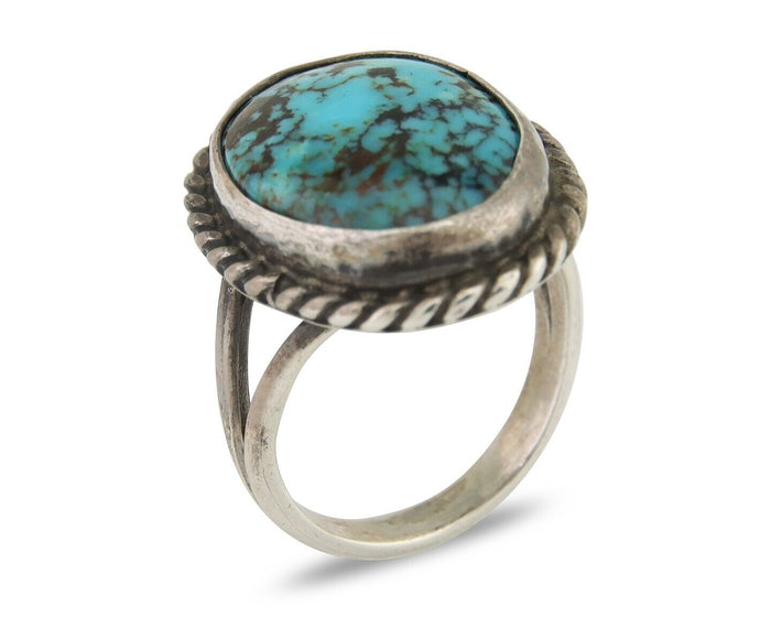 Navajo Handmade Ring 925 Silver Natural Turquoise Native Artist C.80's