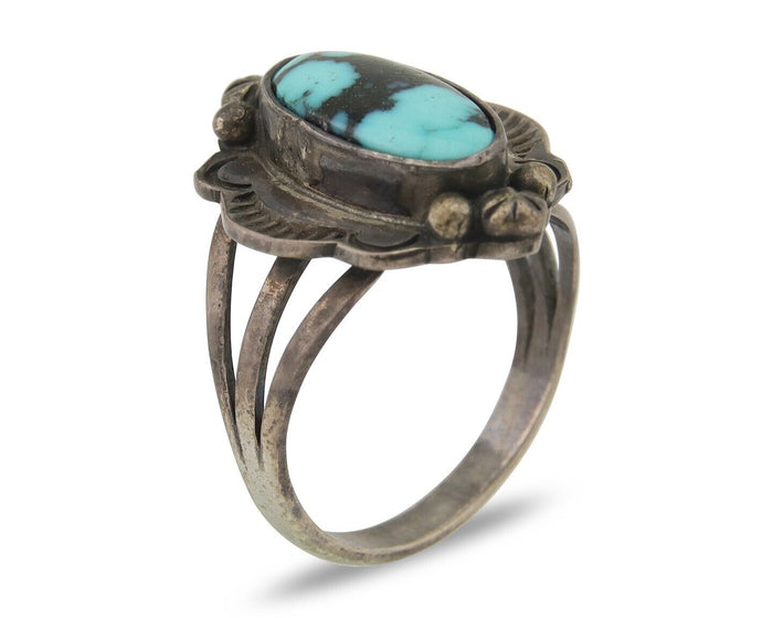 Navajo Handmade Ring 925 Silver Natural Turquoise Native Artist C.80's