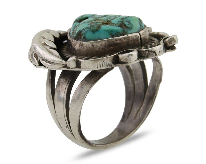 Navajo Handmade Ring 925 Silver Natural Turquoise Native Artist C.80's