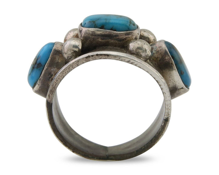 Navajo Handmade Ring 925 Silver Natural Turquoise Native Artist C.80's
