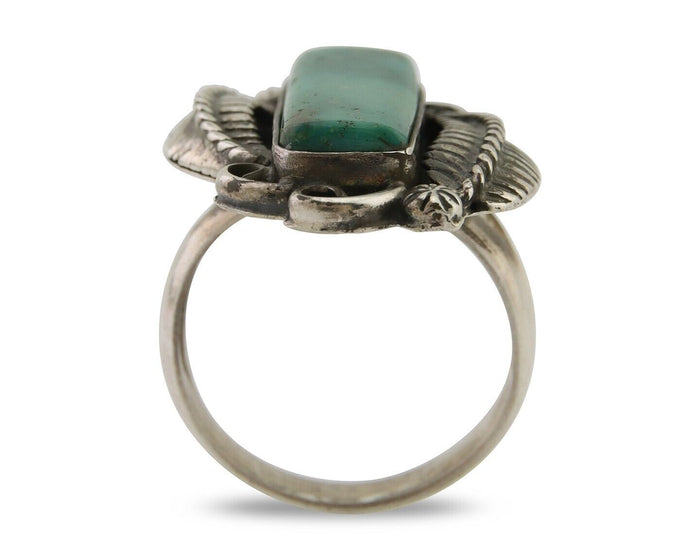 Navajo Handmade Ring 925 Silver Natural Turquoise Native Artist C.80's