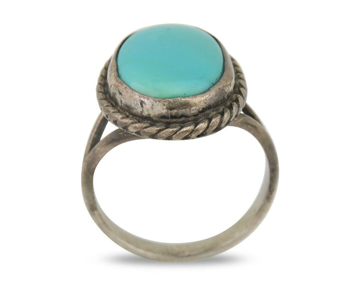 Navajo Handmade Ring 925 Silver Natural Turquoise Native Artist C.80's