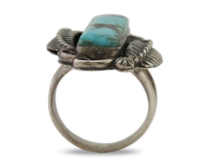 Navajo Handmade Ring 925 Silver Natural Turquoise Native Artist C.80's