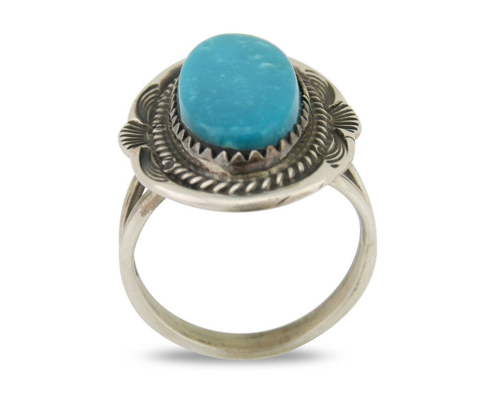 Navajo Handmade Ring 925 Silver Natural Turquoise Native Artist C.80's