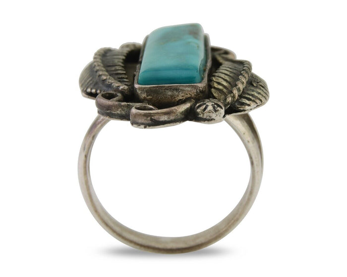 Navajo Handmade Ring 925 Silver Natural Turquoise Native Artist C.80's