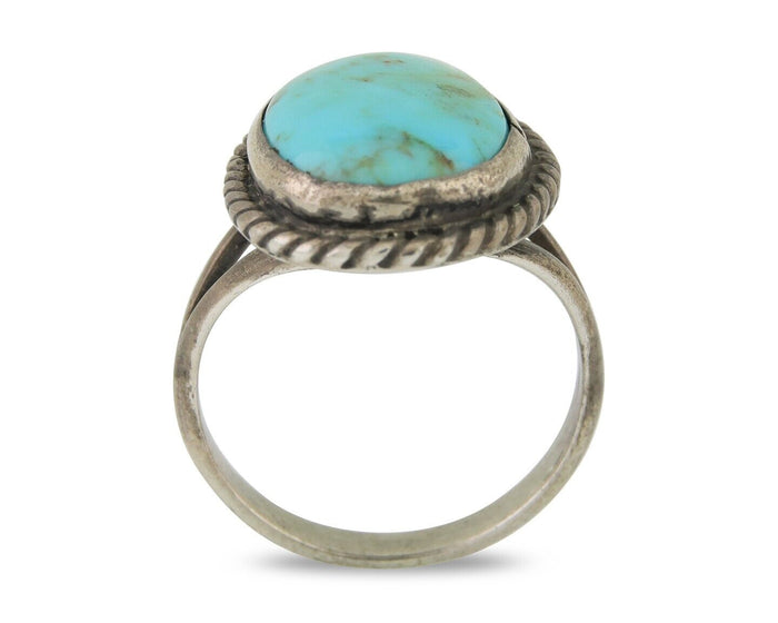 Navajo Handmade Ring 925 Silver Natural Turquoise Native Artist C.80's