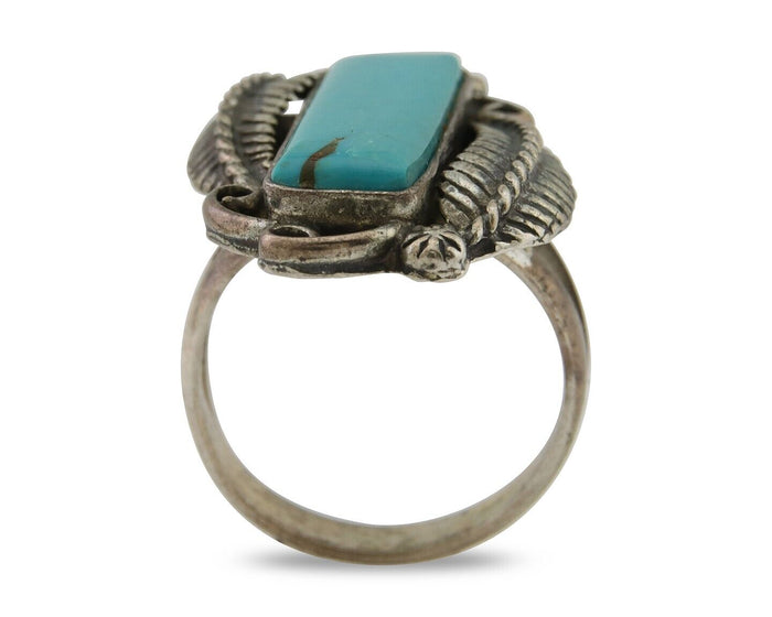 Navajo Handmade Ring 925 Silver Natural Turquoise Native Artist C.80's