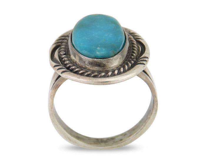 Navajo Handmade Ring 925 Silver Natural Turquoise Native Artist C.80's