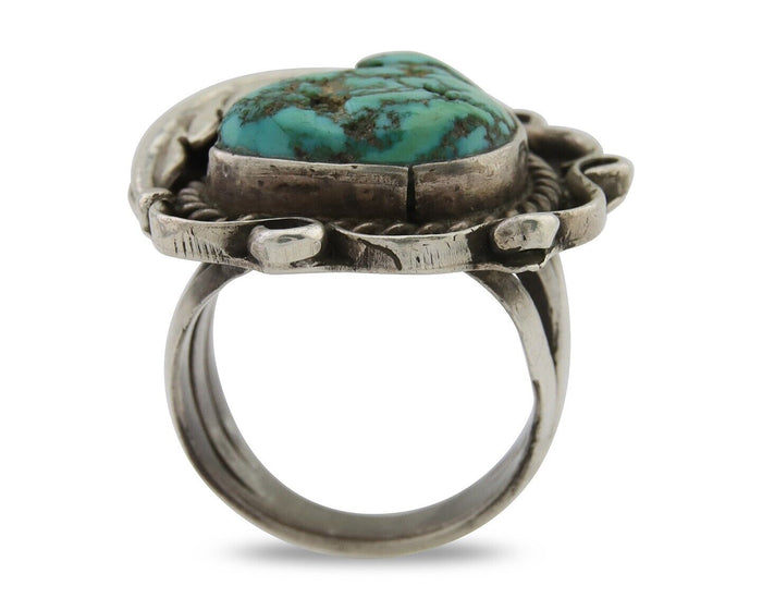 Navajo Handmade Ring 925 Silver Natural Turquoise Native Artist C.80's