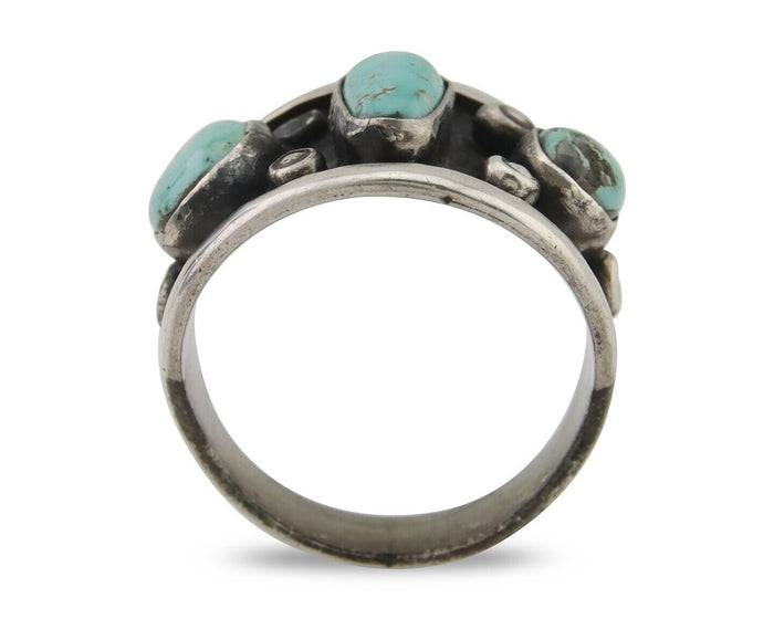 Navajo Handmade Ring 925 Silver Natural Turquoise Native Artist C.80's