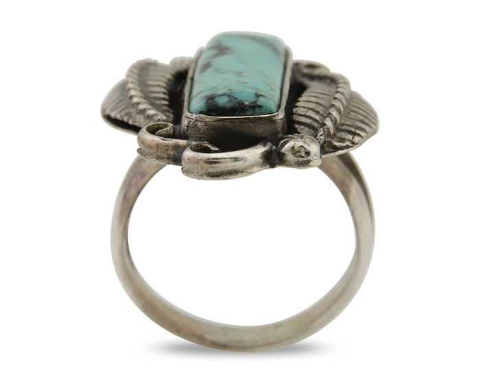 Navajo Handmade Ring 925 Silver Natural Turquoise Native Artist C.80's
