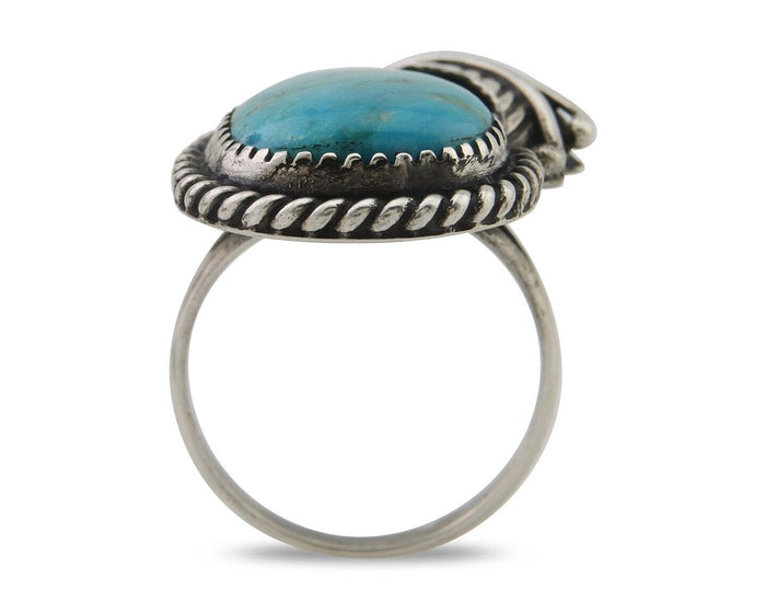 Navajo Handmade Ring 925 Silver Natural Turquoise Native Artist C.80's