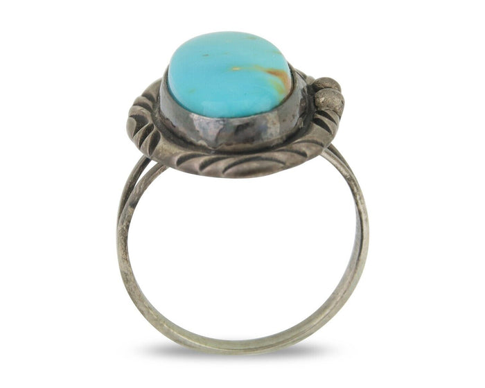 Navajo Handmade Ring 925 Silver Natural Turquoise Native Artist C.80's