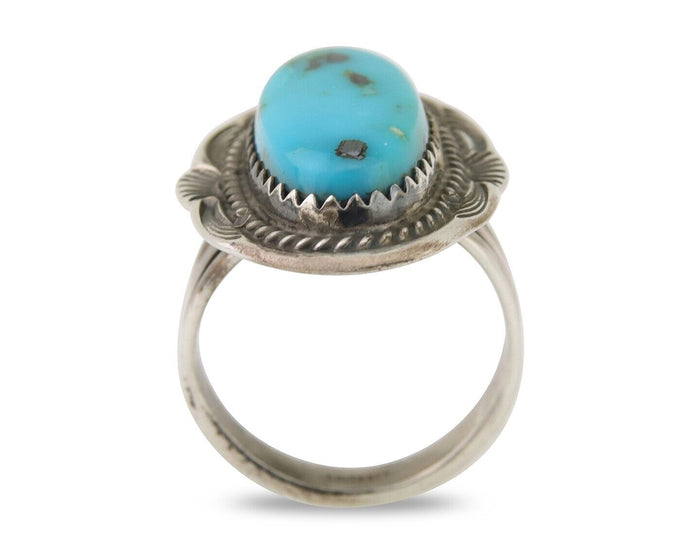 Navajo Handmade Ring 925 Silver Natural Turquoise Native Artist C.80's