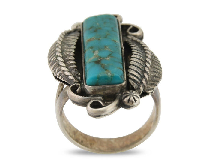 Navajo Handmade Ring 925 Silver Natural Turquoise Native Artist C.80's