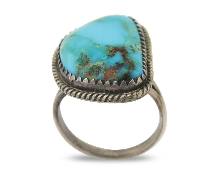 Navajo Handmade Ring 925 Silver Natural Turquoise Native Artist C.80's