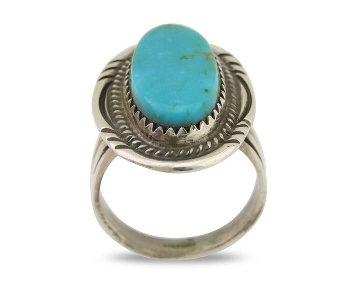 Navajo Handmade Ring 925 Silver Natural Turquoise Native Artist C.80's