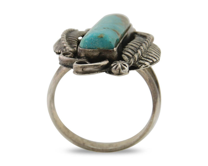 Navajo Handmade Ring 925 Silver Natural Turquoise Native Artist C.80's