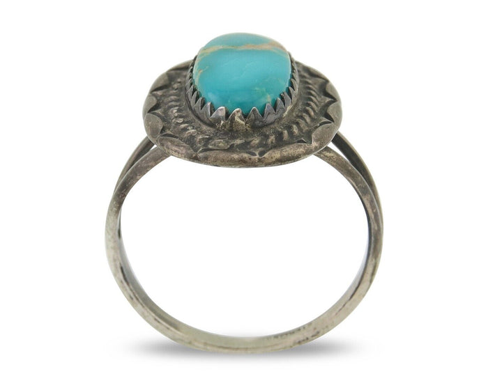 Navajo Handmade Ring 925 Silver Natural Turquoise Native Artist C.80's