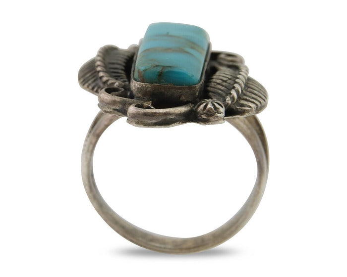 Navajo Handmade Ring 925 Silver Natural Turquoise Native Artist C.80's