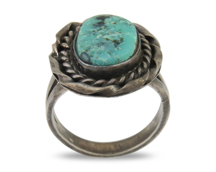 Navajo Handmade Ring 925 Silver Natural Turquoise Native Artist C.80's