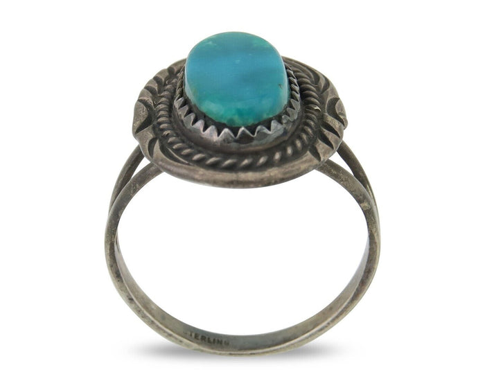Navajo Handmade Ring 925 Silver Natural Turquoise Native Artist C.80's