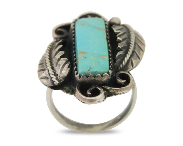 Navajo Handmade Ring 925 Silver Natural Turquoise Native Artist C.80's
