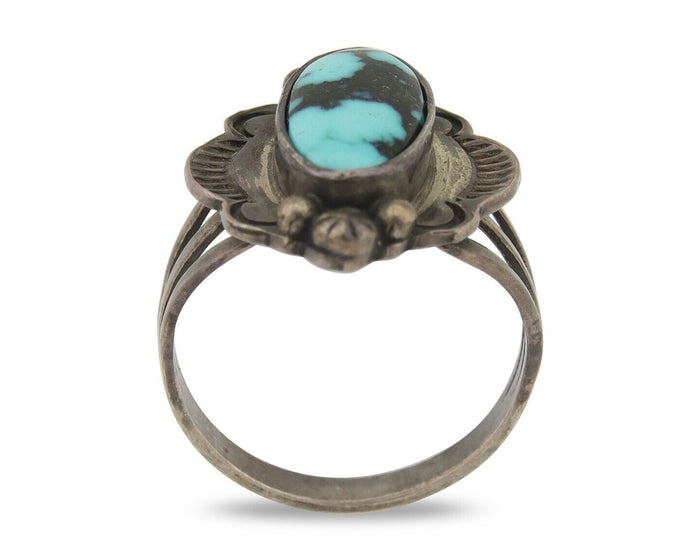 Navajo Handmade Ring 925 Silver Natural Turquoise Native Artist C.80's