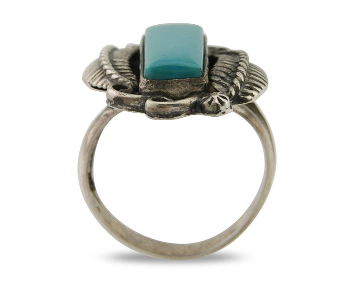 Navajo Handmade Ring 925 Silver Natural Turquoise Native Artist C.80's