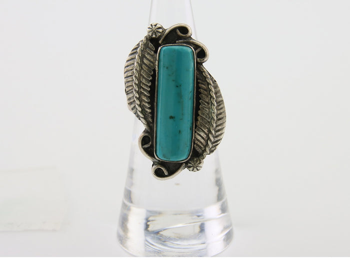 Navajo Handmade Ring 925 Silver Natural Turquoise Native Artist C.80's