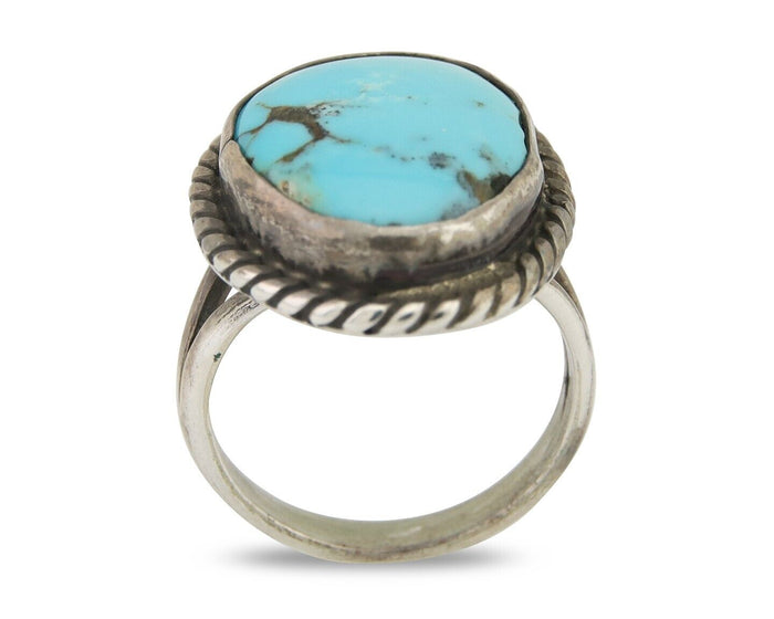 Navajo Handmade Ring 925 Silver Natural Turquoise Native Artist C.80's