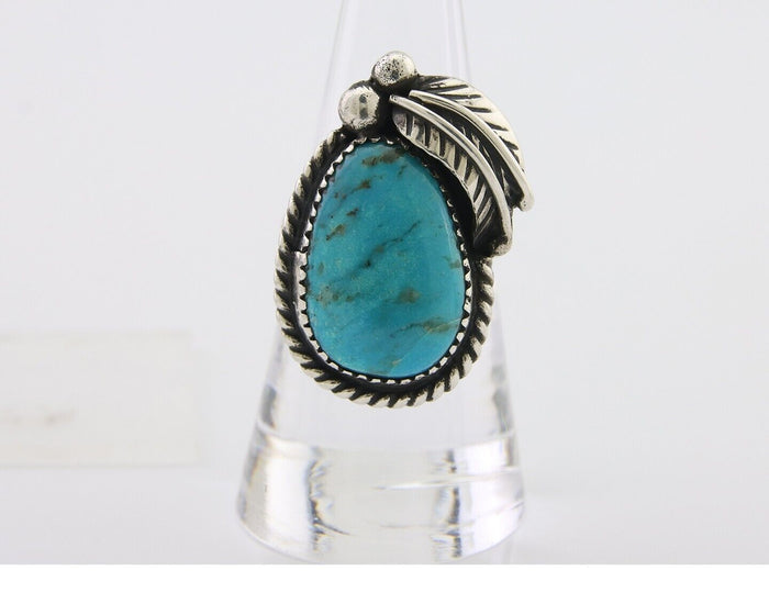 Navajo Handmade Ring 925 Silver Natural Turquoise Native Artist C.80's