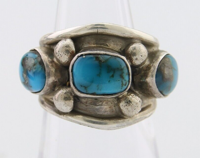 Navajo Handmade Ring 925 Silver Natural Turquoise Native Artist C.80's